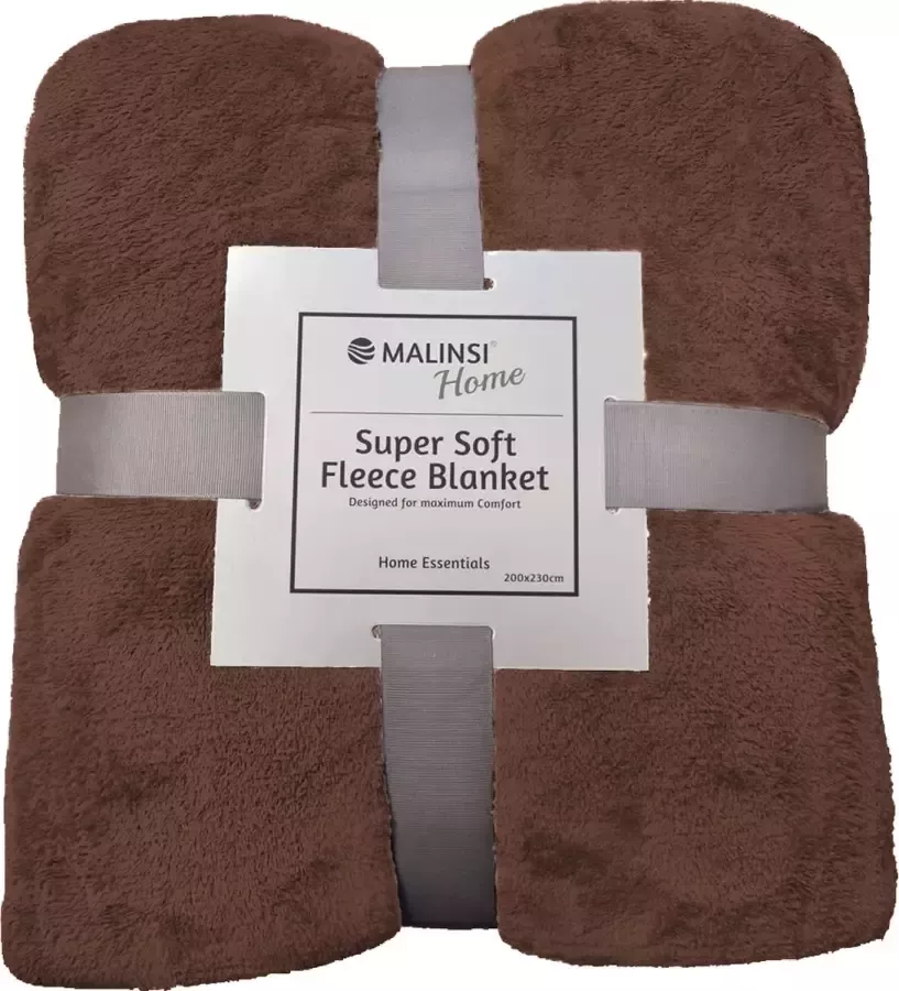 Malinsi Fleece Deken Bruin Dekentje Plaid 200 x 230 Fleecedeken bed geschikt voor 220x240 Bankhoes Sprei Woondeken Bedsprei