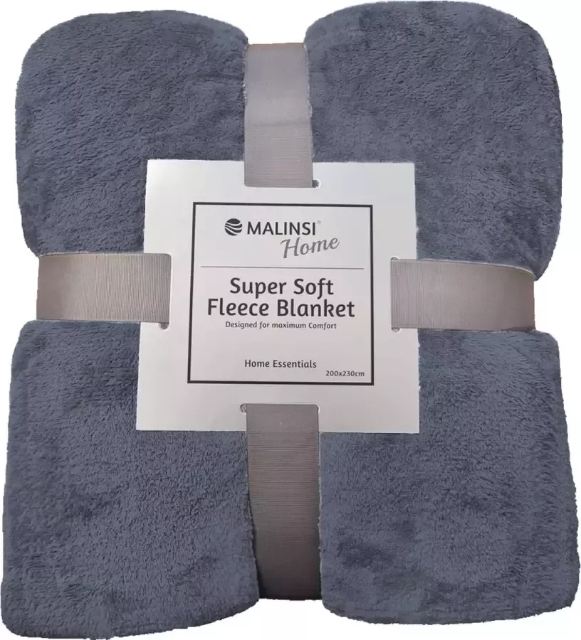 Malinsi Fleece Deken Donker Grijs Dekentje Plaid 200 x 230 Fleecedeken bed geschikt voor 220x240 Bankhoes Sprei Woondeken Bedsprei