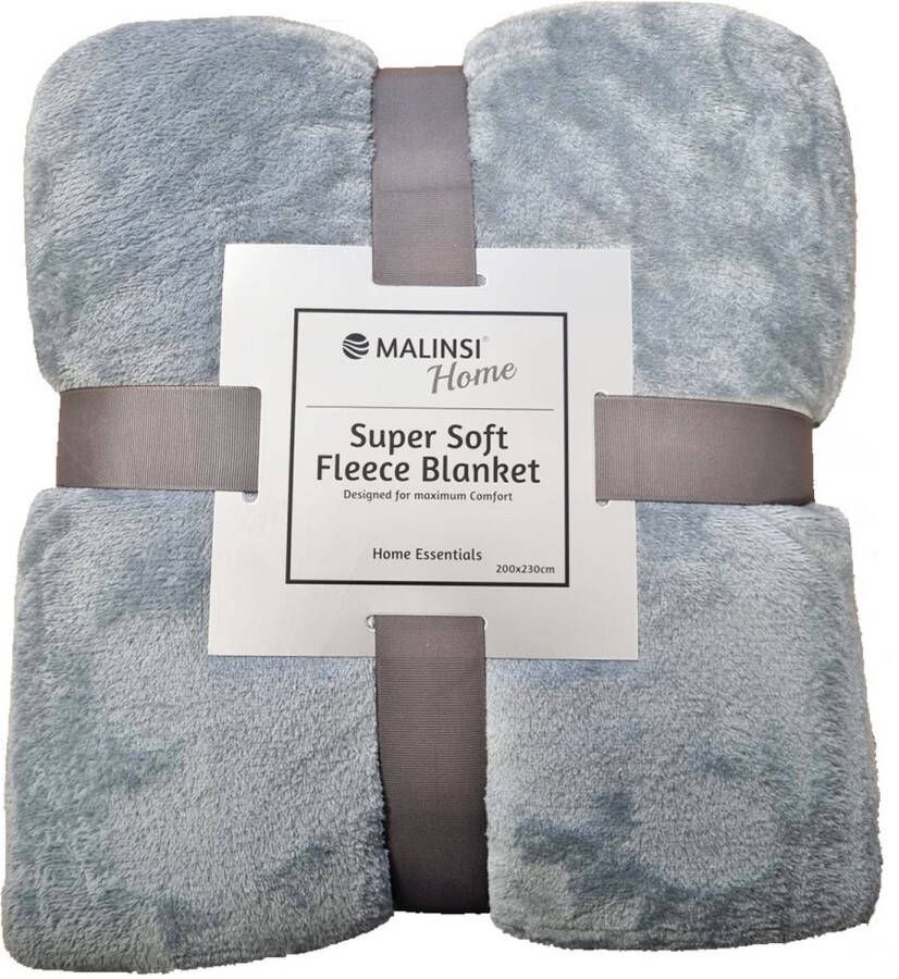 Malinsi Fleece Deken Zilver Grijs Dekentje Plaid 200 x 230 Fleecedeken bed geschikt voor 220x240 Bankhoes Sprei Woondeken Bedsprei