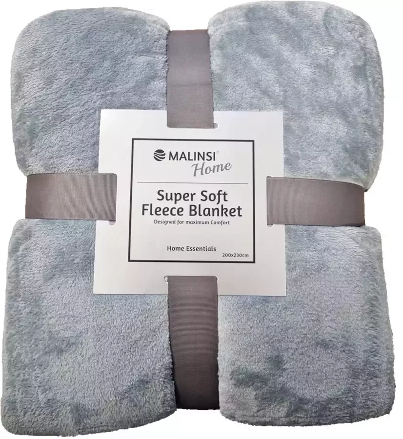 Malinsi Fleece Deken Zilver Grijs Dekentje Plaid 200 x 230 Fleecedeken bed geschikt voor 220x240 Bankhoes Sprei Woondeken Bedsprei