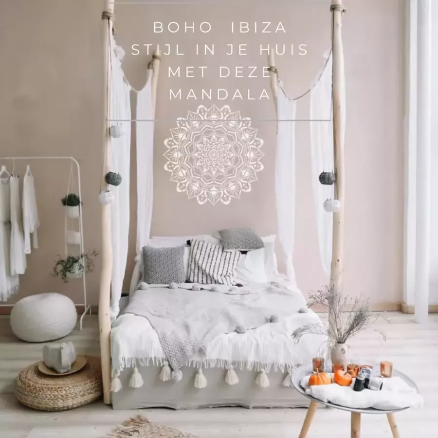 Mandala Stencil Breng de Ibiza sfeer in je huis met dit sjabloon Ibiza Vibe kunststof- 100 x 100cm made in Amsterdam grote mandala muur sjabloon XXL mandala achter je bank of bed gemakkelijk maken magazine en stap voor stap instructies zitten erbij