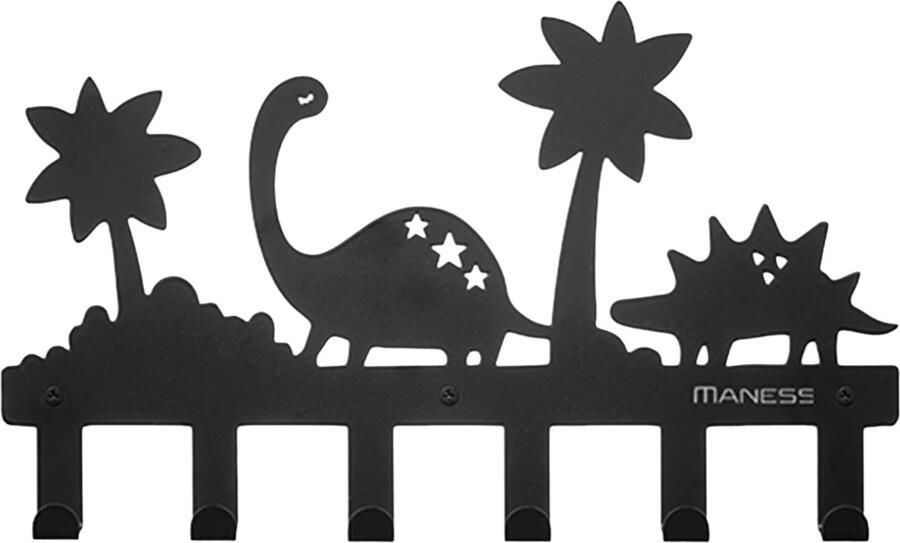 Maness Kinderkapstok Dino Kinderkapstok haakjes Babykamer Kapstokken babykamer 6 haken – design Kapstokken Inclusief bevestigingsmateriaal – Wandkapstok Babykameraccessoires Kinderkamer haakjes Zwart Modern - Foto 2