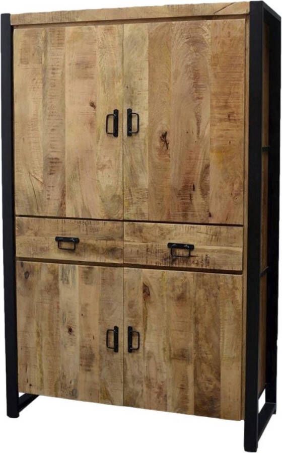 Mangoe Meubels Buffetkast met 4 deuren en 2 lades 115x45x180 cm mangohout