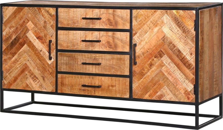 Mangoe Meubels Dressoir Luca 165x45x85 cm mangohout en metaal