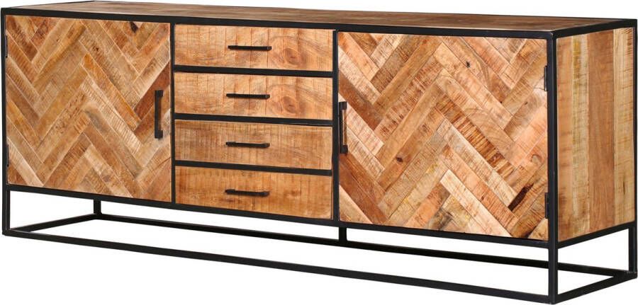 Mangoe Meubels Dressoir Luca 210x45x75 cm mangohout en metaal