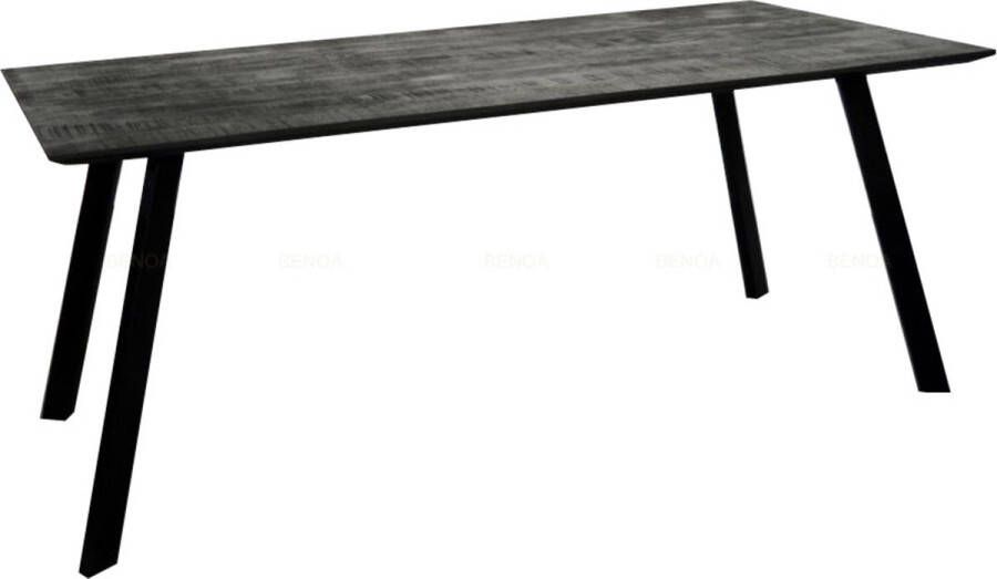 Mangoe Meubels Eettafel 180x90x76cm zwart mangohout en metaal