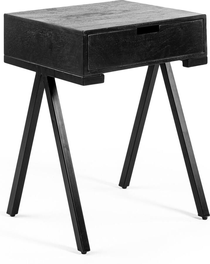 Mangoe Meubels Mangohouten nachtkastje zwart 1 lade