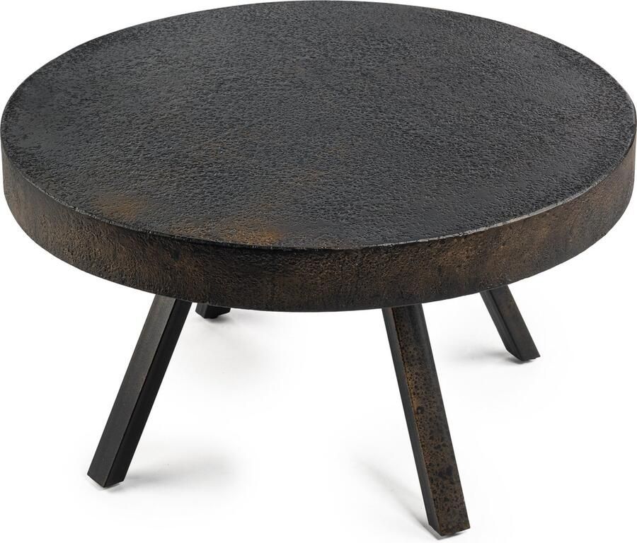 Mangoe Meubels Ronde Salontafel Zwart 74 cm Lava Vintage Zwart