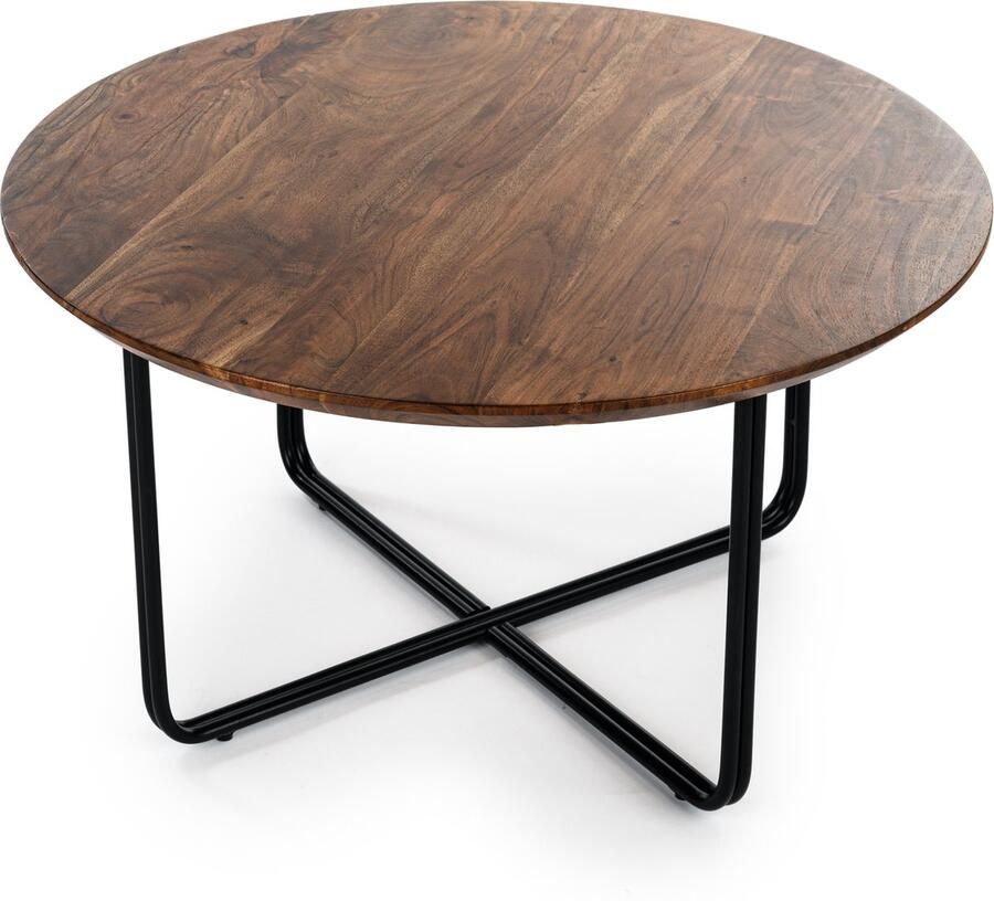 Mangoe Meubels Salontafel Acacia Hout Ronde Salontafel 75 cm Bruin