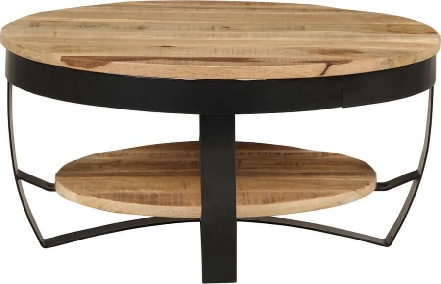 Lizzely Garden & Living Salontafel rond mangohout Sandy bruin side table industrieel duurzaam massief hout mango bijzettafel - Foto 3