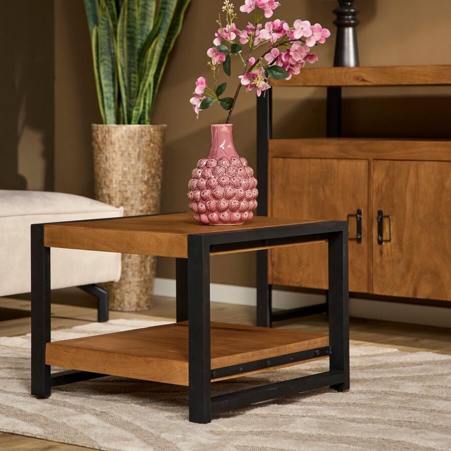 Mangoe Meubels Starfurn Bijzettafel Boaz Salontafel Mangohout Boaz met onderblad 60 cm Duurzaam - Foto 2