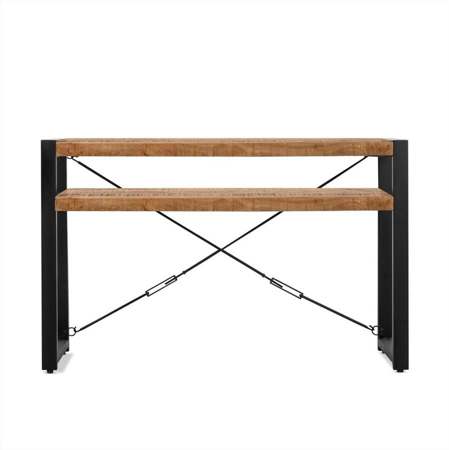 Mangoe Meubels Wandtafel Britt met schap mangohout 120 cm