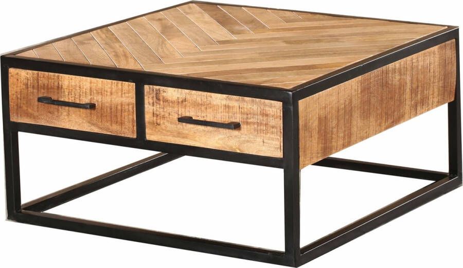 Mangoe Meubels Salontafel Luca 80x80x40 cm mangohout en metaal