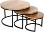 Mangoe Meubels Salontafel Salontafels rond set van 3 Mangohout 3 4 cm blad - Thumbnail 2