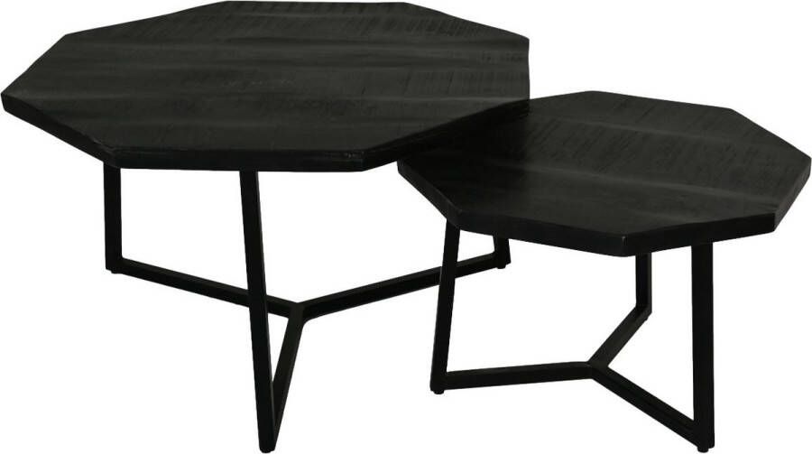 Mangoe Meubels Salontafel set 2 stuks mangohout en metaal