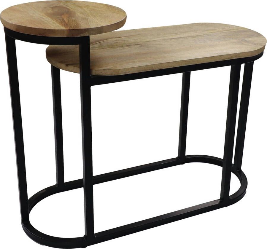Mangoe Meubels Sidetable ovaal 75x30x60 cm mangohout en metaal