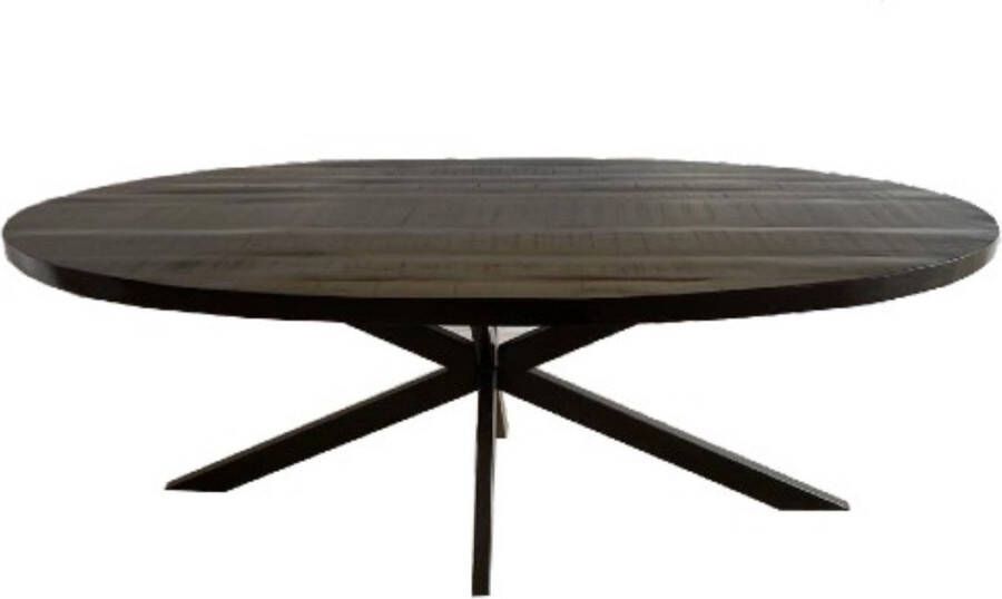 Mangoe Meubels Tafel ovaal mangohout 210 cm zwart