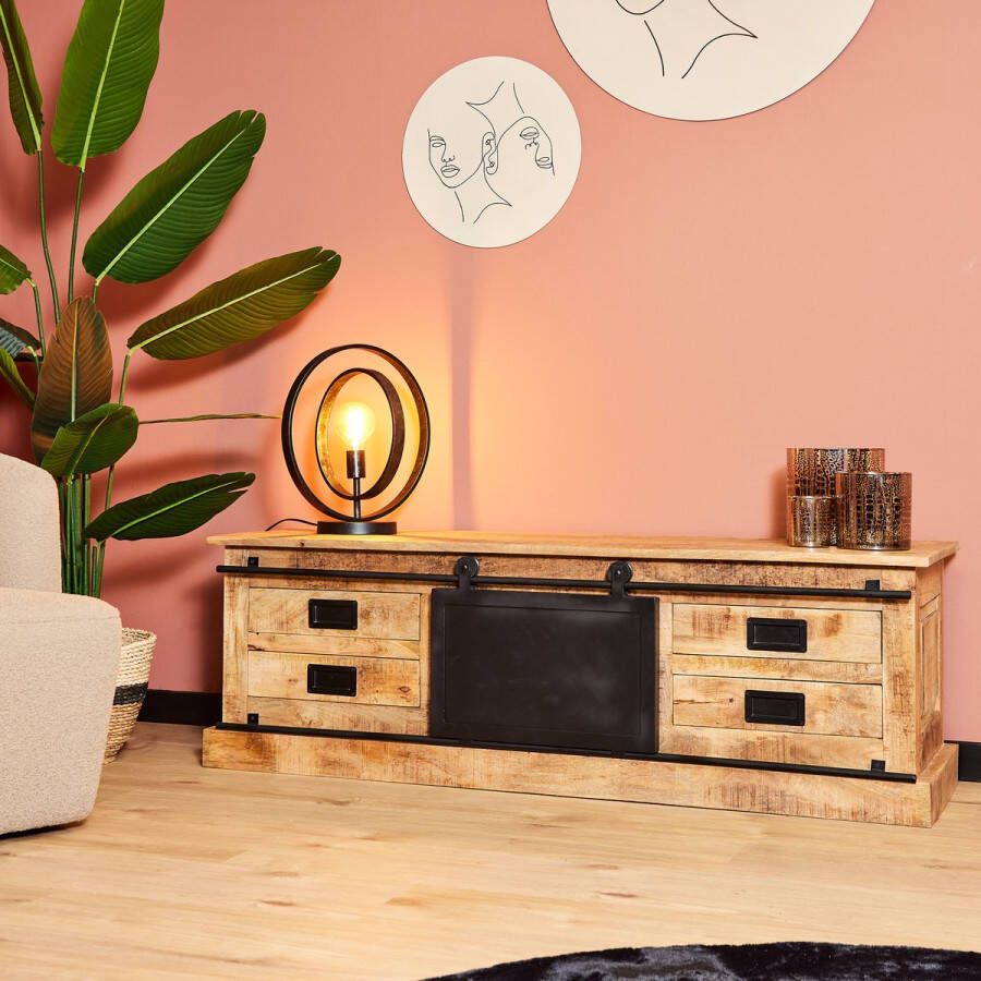 Mangoe Meubels Tv meubel industrieel 155x45x50 cm mangohout en metaal