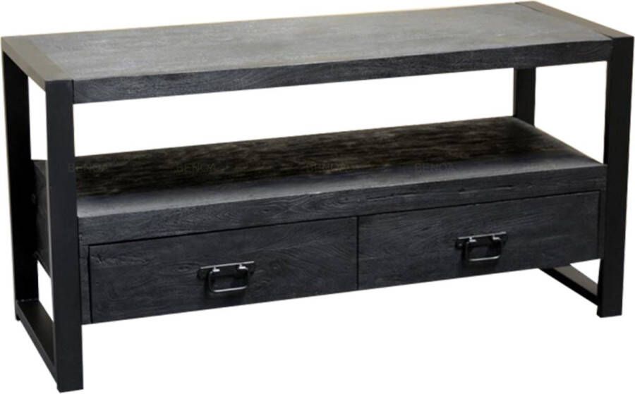 Mangoe Meubels Tv meubel Lucas 120x45x60 cm zwart mangohout en metaal