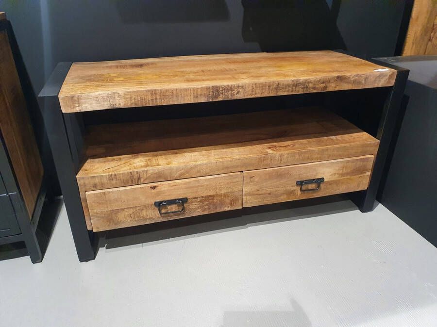 Mangoe Meubels Tv meubel Lucas met 2 laden 100x45x60 cm mangohout en metaal