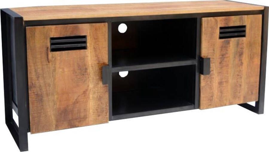 Mangoe Meubels Tv meubel Valerie met 2 deuren 150x40x60 cm mangohout en metaal