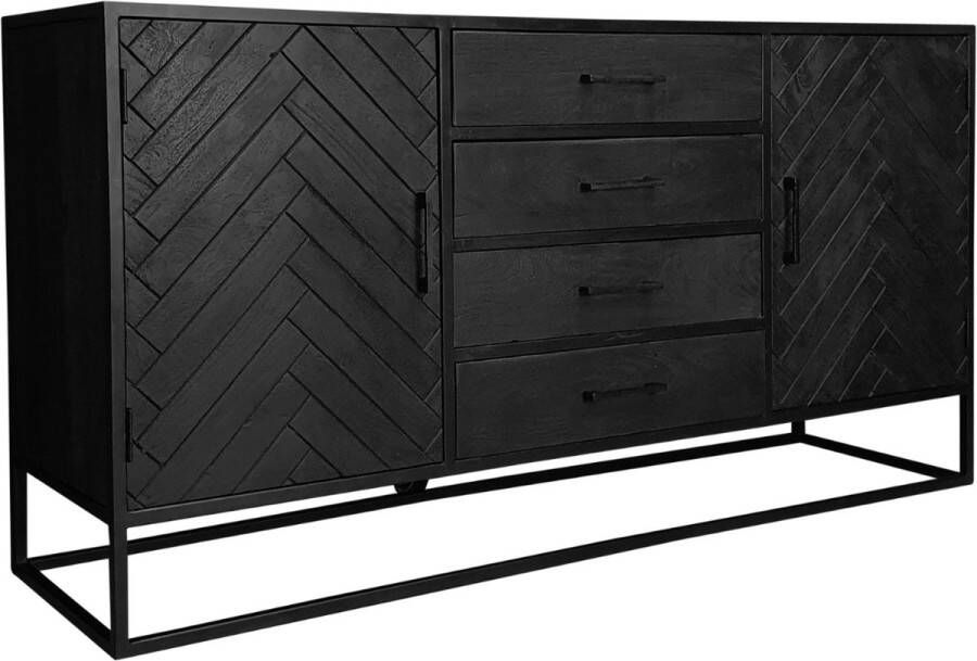 Mahom Mangohouten Dressoir Sienna 165 cm Industrieel Dressoir van Mangohout & Metaal Industriële Dressoir