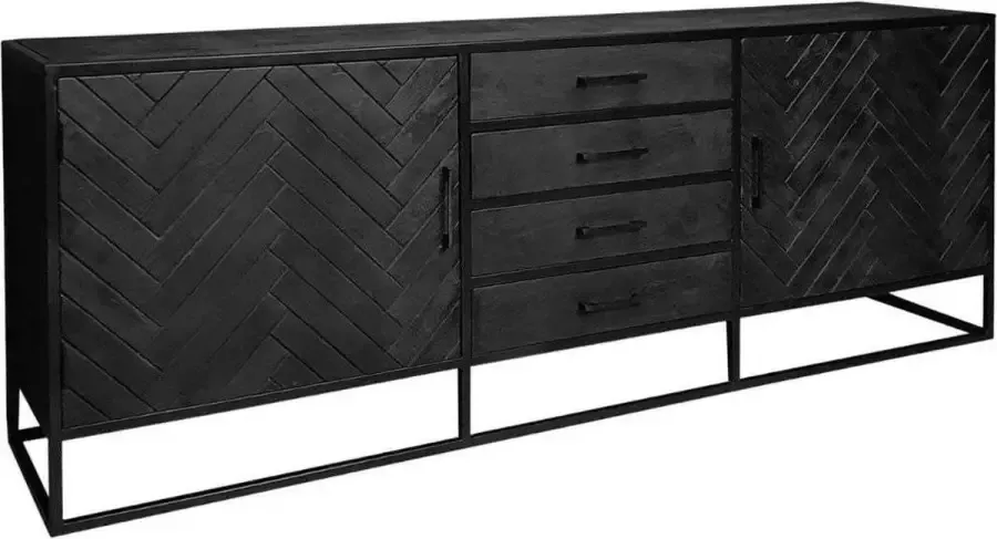 Mangohout Online Mangohouten Dressoir Sienna 210 cm Mahom Industrieel Dressoir van Mangohout & Metaal Industriële Dressoir