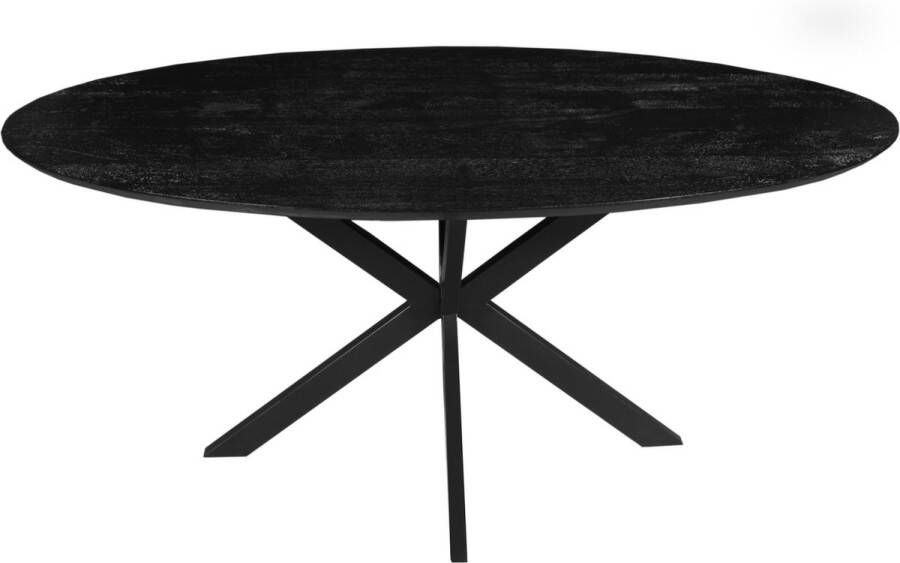 Mahom Mangohouten Eettafel Bologna Ovaal Black 260x120 cm Industrieel Dinertafel van Mangohout & Metaal Industriële Eettafel