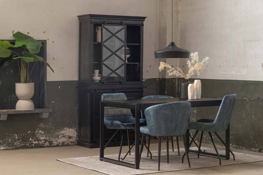 Mahom Mangohouten Eettafel Phoenix Black Rechthoek 180x90 cm Industrieel Dinertafel van Mangohout & Metaal Industriële Eettafel