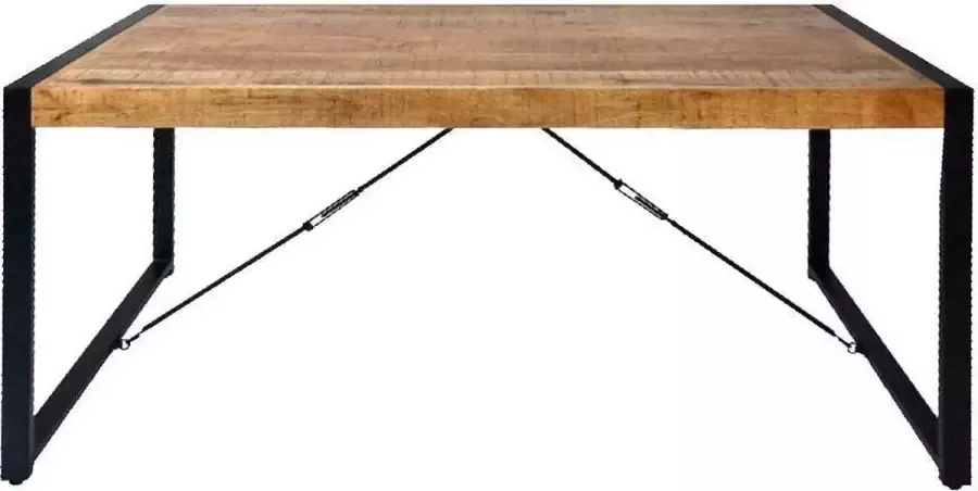 Mahom Mangohouten Eettafel Phoenix Rechthoek 220x90 cm Industrieel Dinertafel van Mangohout & Metaal Industriële Eettafel
