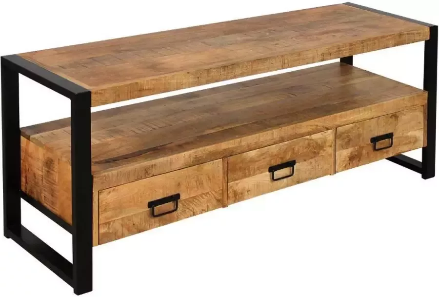 Mangohout Online Mangohouten TV Meubel Fresno 150 cm Mahom Industrieel TV Meubel van Mangohout & Metaal Industriële TV Meubel
