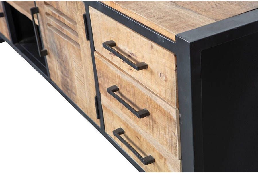 Mahom Mangohouten TV Meubel Henderson 180 cm Industrieel TV Meubel van Mangohout & Metaal Industriële TV Meubel
