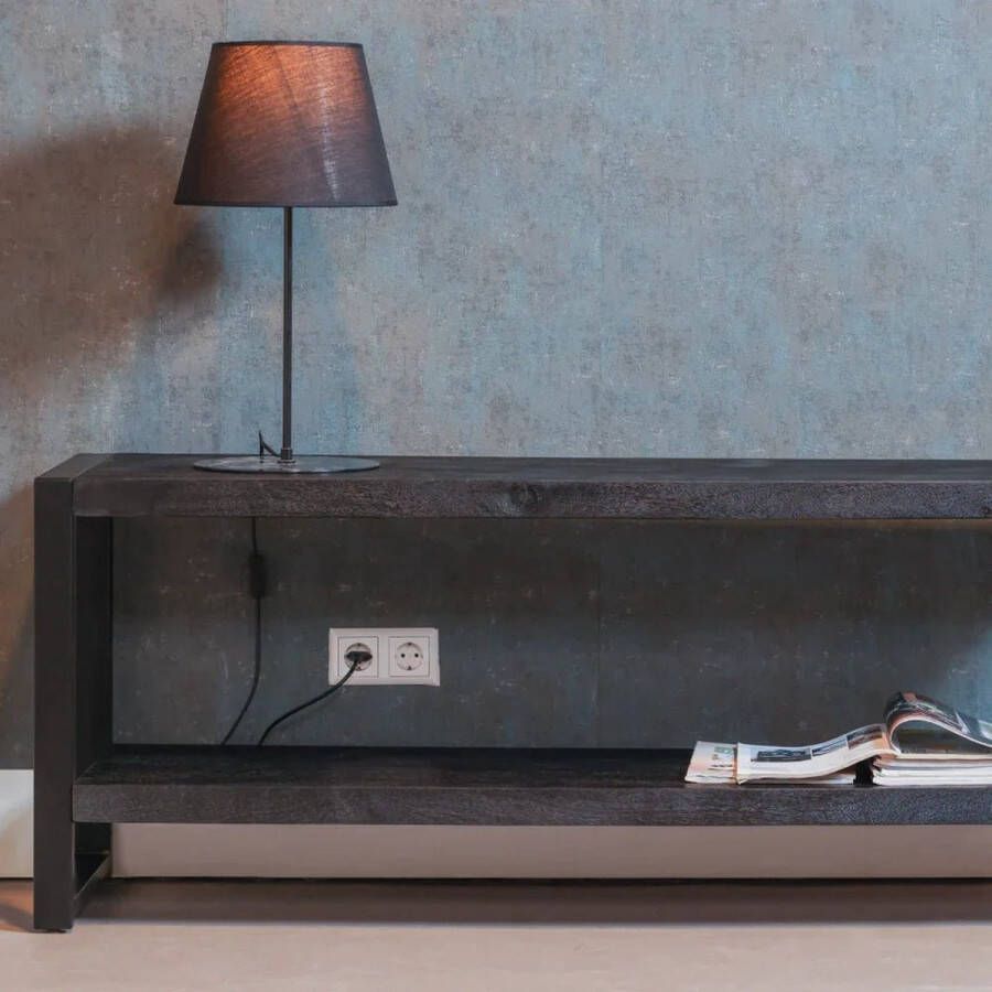 Mahom Mangohouten TV Meubel Montana Black 150 cm Industrieel TV Meubel van Mangohout & Metaal Industriële TV Meubel