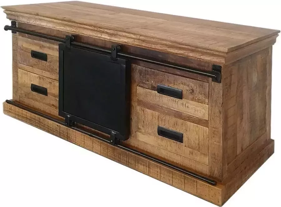 Mahom Mangohouten TV Meubel Portland 120 cm Industrieel TV Meubel van Mangohout & Metaal Industriële TV Meubel