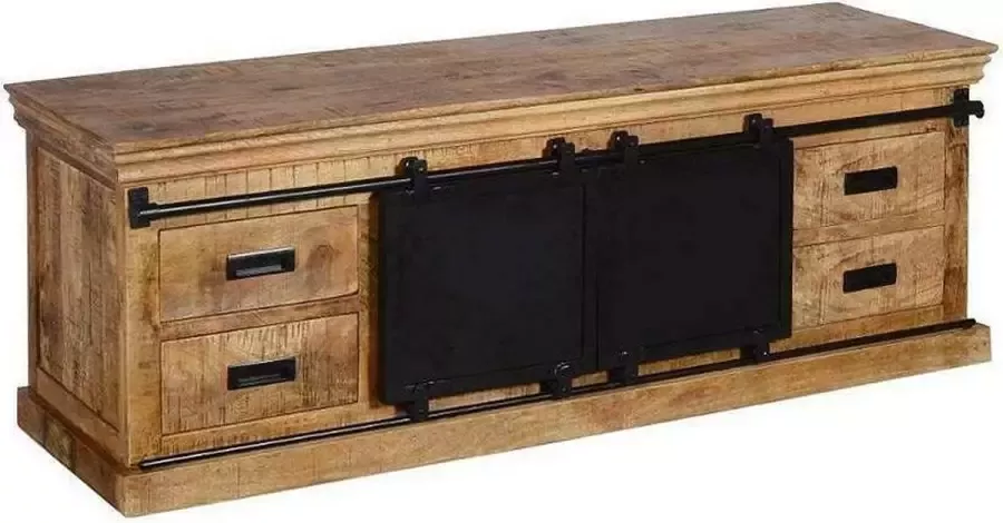 Mahom Mangohouten TV Meubel Portland 140 cm Industrieel TV Meubel van Mangohout & Metaal Industriële TV Meubel