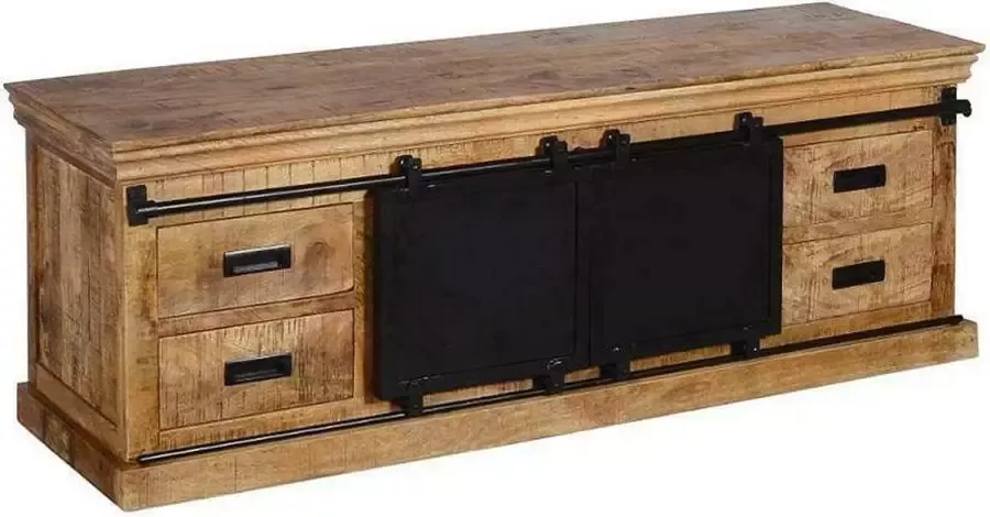 Mahom Mangohouten TV Meubel Portland 240 cm Industrieel TV Meubel van Mangohout & Metaal Industriële TV Meubel