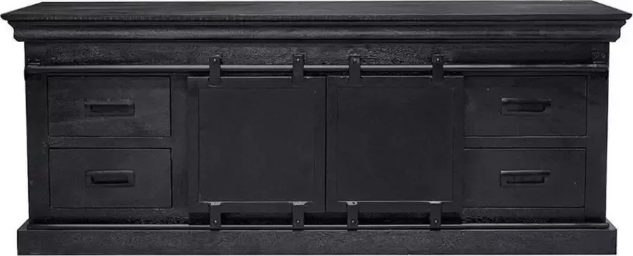 Mahom Mangohouten TV Meubel Portland Black 140 cm Industrieel TV Meubel van Mangohout & Metaal Industriële TV Meubel