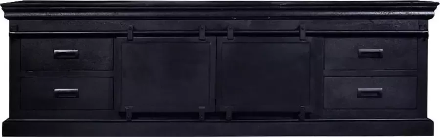 Mahom Mangohouten TV Meubel Portland Black 180 cm Industrieel TV Meubel van Mangohout & Metaal Industriële TV Meubel