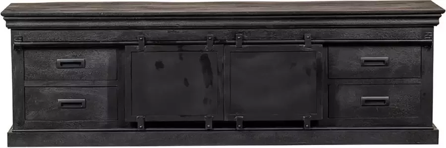 Mahom Mangohouten TV Meubel Portland Black 240 cm Industrieel TV Meubel van Mangohout & Metaal Industriële TV Meubel