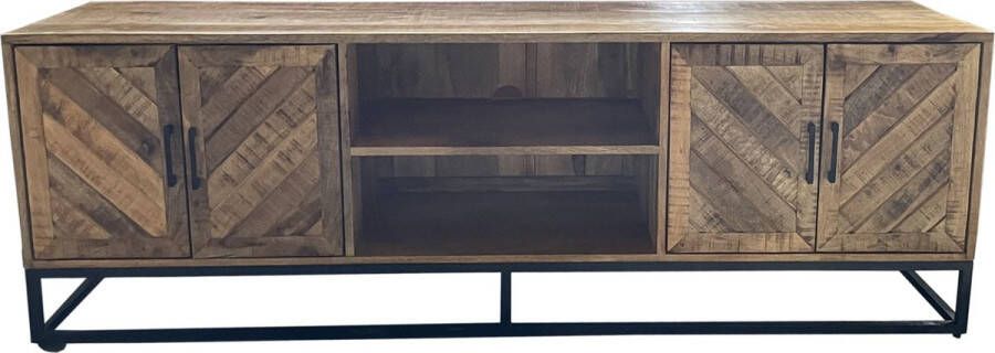 Mahom Mangohouten TV Meubel Reno 180 cm Industrieel TV Meubel van Mangohout & Metaal Industriële TV Meubel