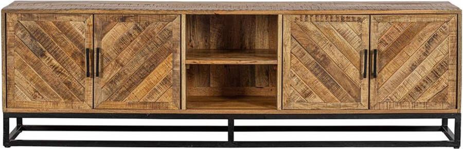 Mahom Mangohouten TV Meubel Reno 200 cm Industrieel TV Meubel van Mangohout & Metaal Industriële TV Meubel