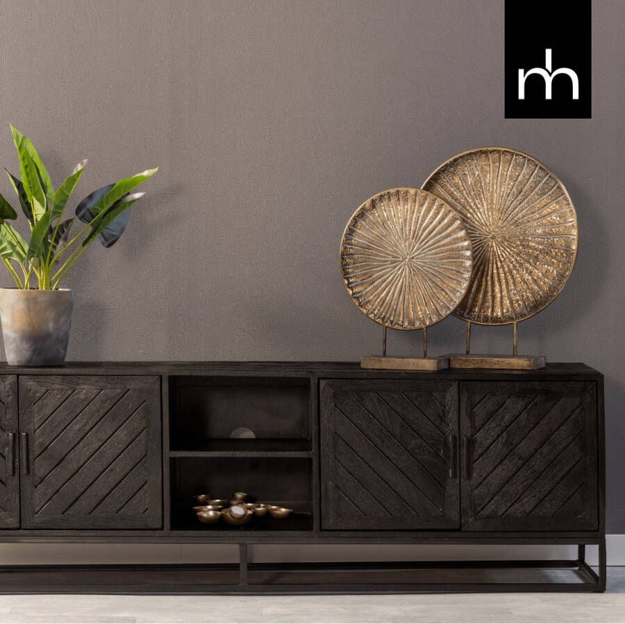 Mahom Mangohouten TV Meubel Reno Black 200 cm Industrieel TV Meubel van Mangohout & Metaal Industriële TV Meubel
