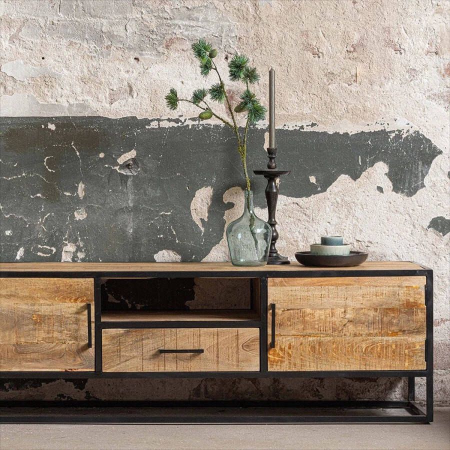 TV meubel industrial mango met 4 lades - Gratis thuisbezorgd - Houten Meubel Outlet