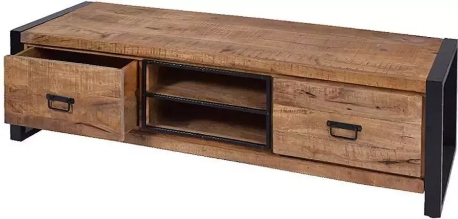 Mahom Mangohouten TV Meubel Stockton 160 cm Industrieel TV Meubel van Mangohout & Metaal Industriële TV Meubel