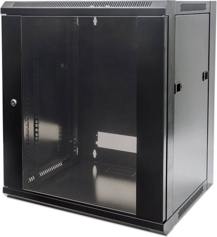 Manhattan INT 19 Wallmount Cabinet Flatpack 12U Black 635 (h) x 570 (w) x 450 (d) mm