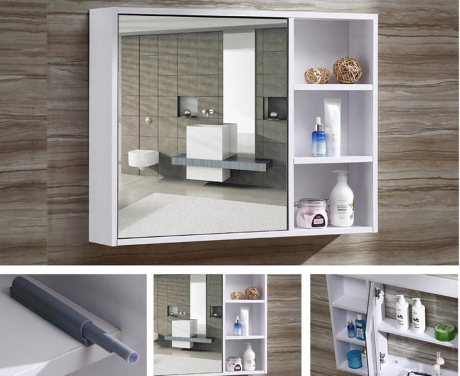 Mano Collection Loop Wit 60x65x15 cm Spiegel Enkeldeurs Badkamer Topkast