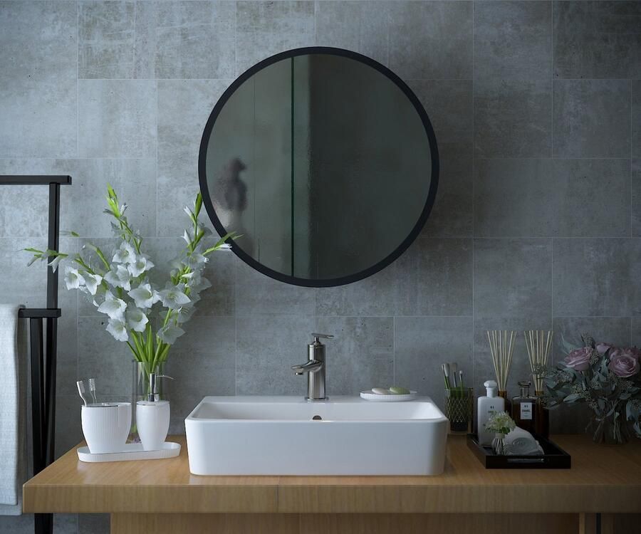 Mano Collection Prime Zwart 60x60x14 cm Zwart Spiegel Enkeldeurs Badkamer Topkast