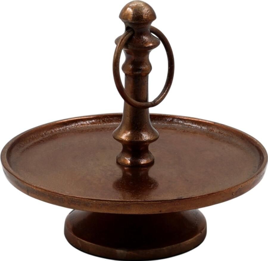 Mansion Atmosphere Etagère Antiek Goud – 1 Laag – Ø19 cm – 17 cm Hoog – Aluminium – Kleine Etagère voor Decoratie & Snacks - Foto 2