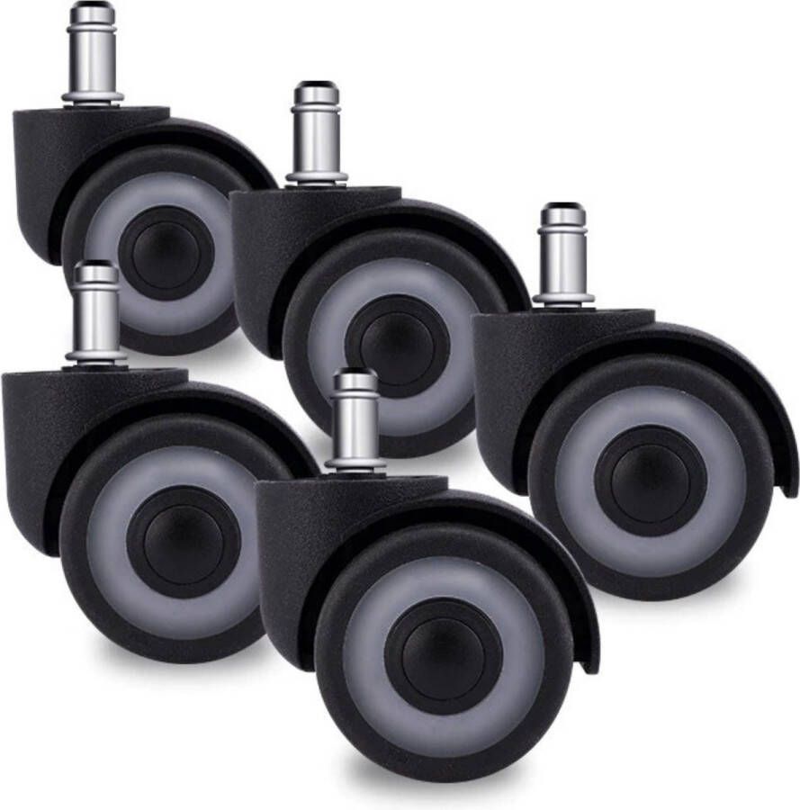 Manzibo 5 Bureaustoel Wieltjes Wielen Bureaustoelwielen Zwenkwielen Wieltjes voor Stoelen 5 Stuks Voor thuiswerken Zwart