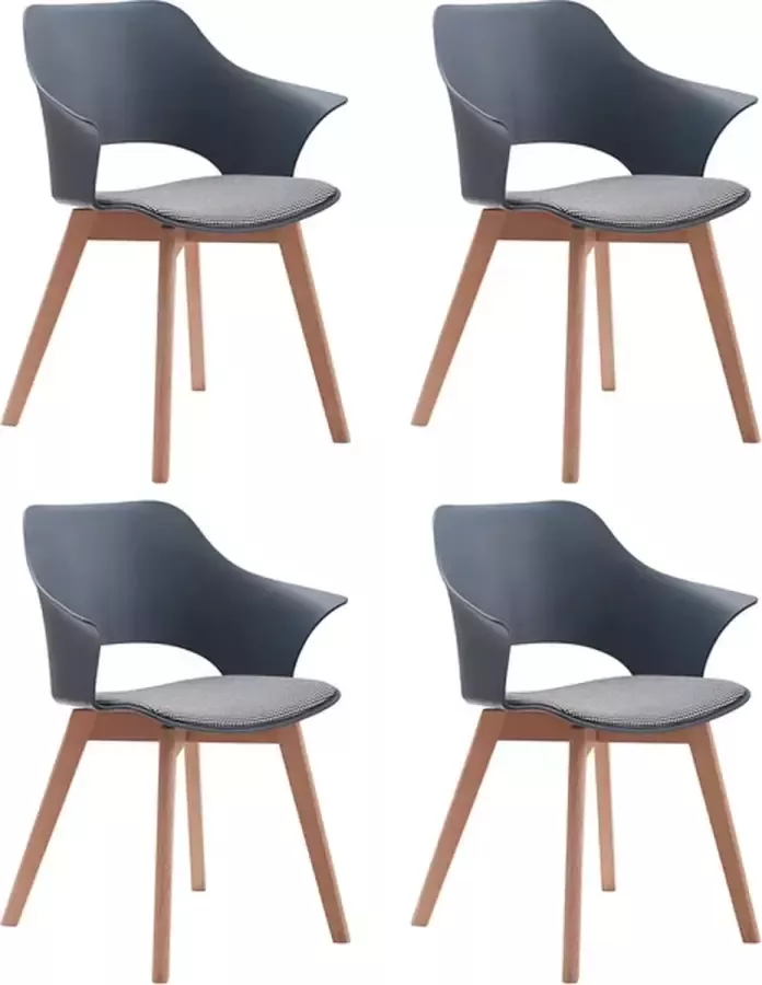 Manzibo Eetkamerstoel Set van 4 Blauw Hout Eetkamerstoelen Set Stoelen Set van 4 Modern Stoelen Stoel Scandinavisch